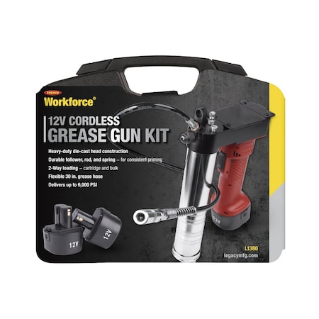Workforce 12V Cordless Grease Gun Kit with Two Ni-Cd Batteries L1380